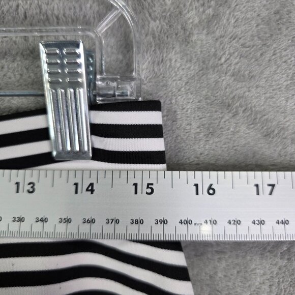 Womens Potter's Pot Black White Striped Pleated Skirt Polyester Stretch Size M - Picture 5 of 8